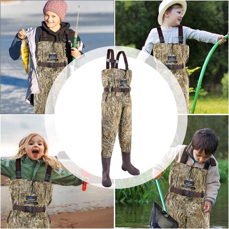 Trudave Store Chest Waders for Kids with Boots, Waterproof Youth Waiters for Children, Lightweight Waders for Fishing & Hunting - Image 4